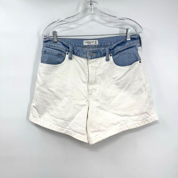 Abercrombie & Fitch Pants - Abercrombie and Fitch The Dad Shorts Denim 10 Blue White High Rise Retro Y2K